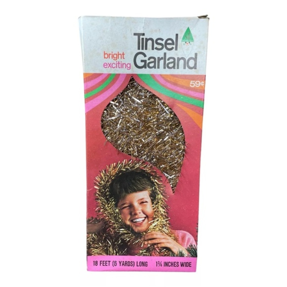 Vintage Tinsel Garland Bright‎ Exciting Silver And Gold 1968 in Original Box